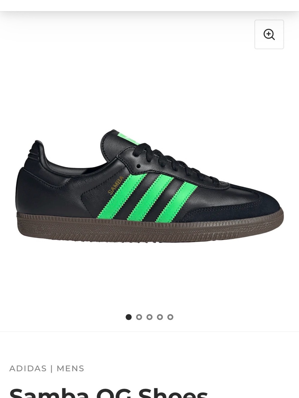 adidas Samba OG Men's Sneakers — Black with Bright Green Stripes